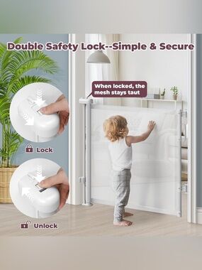 NEW -Retractable 33 Tall Safety Gate 55" Wide / Pet Gate / for indoor & outdoor